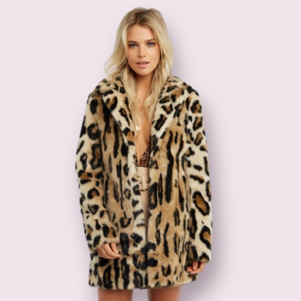 Bardot Animal Faux Fur Coat In Leopard